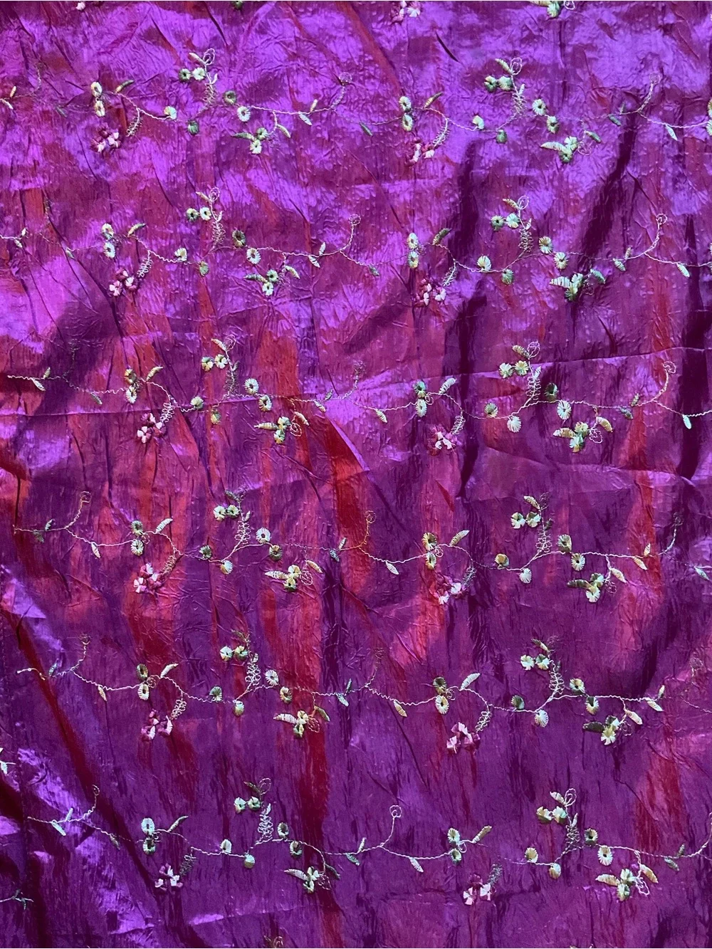 Fuchsia Embroidered Fringe Scarf